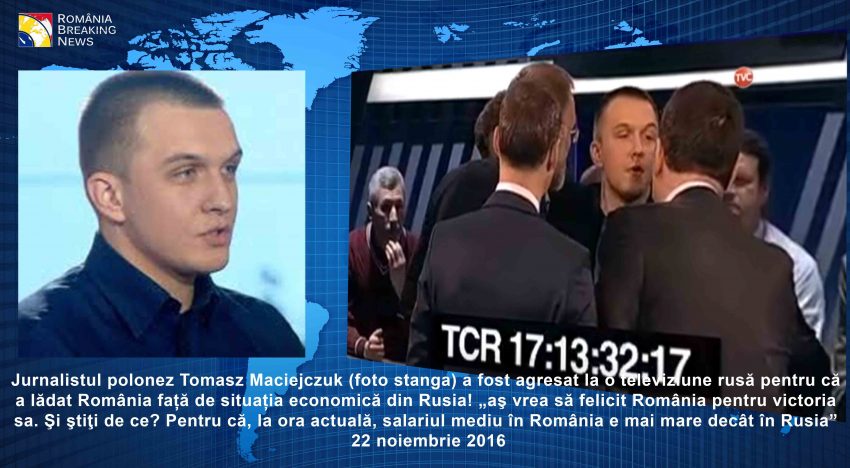 Video! Jurnalist polonez agresat la televiziunea rusă pentru că a apreciat România! „aș vrea să felicit România pentru victoria sa (…) salariul în România e mai mare decât în Rusia” A urmat un haos în studioul rusesc!